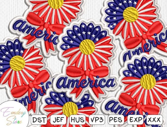 America Daisy Patch Embroidery Design