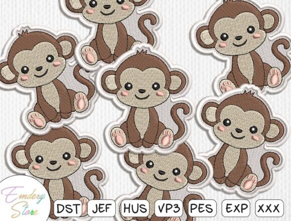 Baby Monkey Patches Embroidery Design