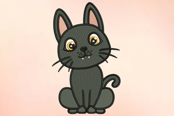 Black Kitten Embroidery Design