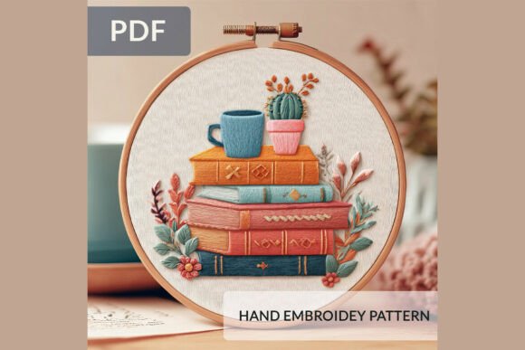 Cozy Books Hand Embroidery Pattern PDF