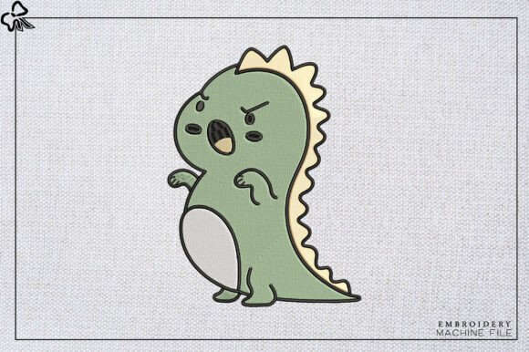 Cute Baby Dino Embroidery