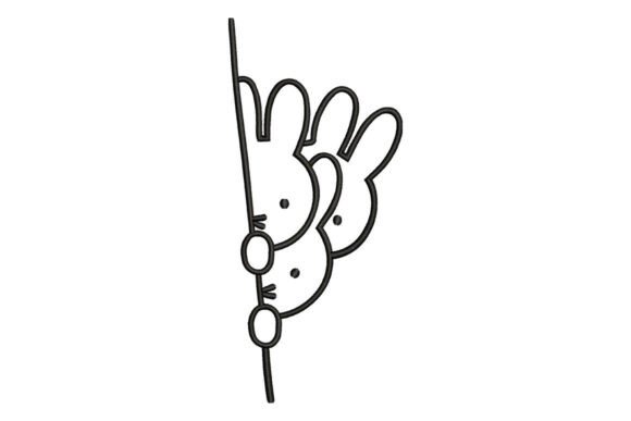 Cute Bunny Hanging Embroidery Design