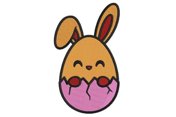 Cute Bunny in Egg Embroidery Design