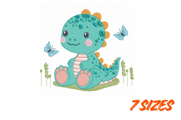 Cute Dino Baby Embroidery Design Set