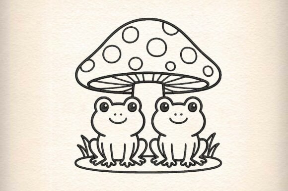 Cute Frog Couple Embroidery Design