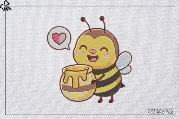 Cute Honey Bee Embroidery Design