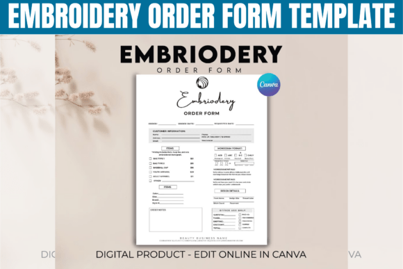 Embroidery Order Form Template