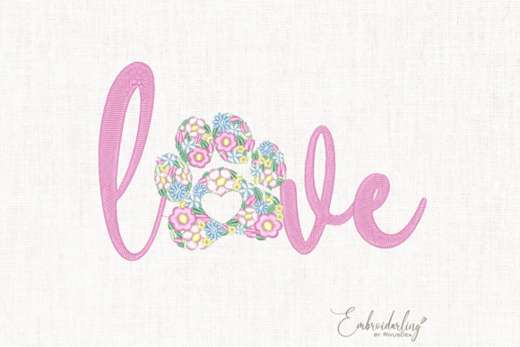 Floral Paw Print Love Embroidery Designs