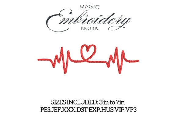 Heartbeat Heart Digital Embroidery