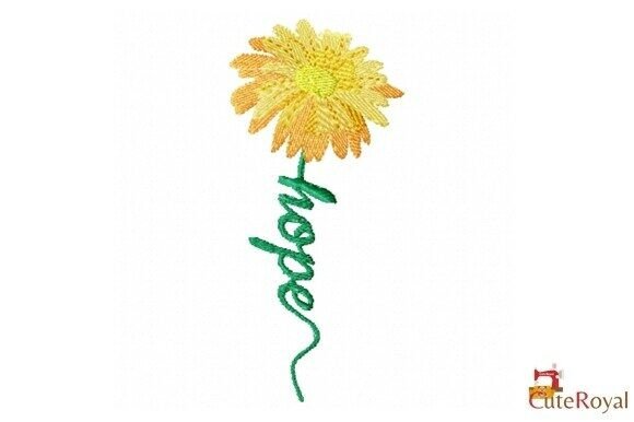 Hope Flower Embroidery Design
