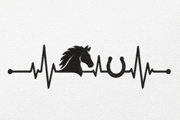 Hourse Heartbeat Embroidery Design