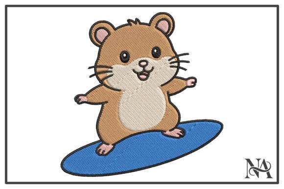 Kawaii Hamster Surfboard Embroidery