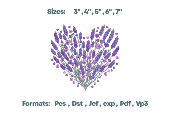 Lavender Floral Heart Embroidery