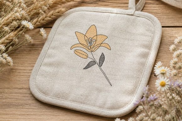 Lily Flower Embroidery Design Set
