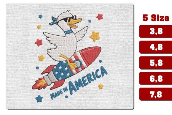 Made in America Rocket Duck Embroidery