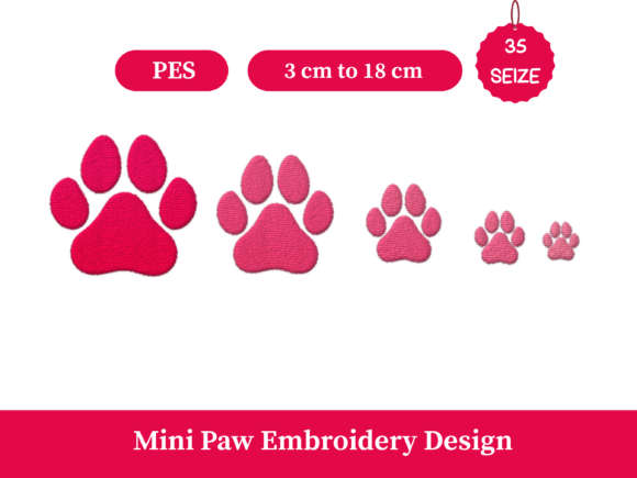 Mini Paw Print Embroidery Design
