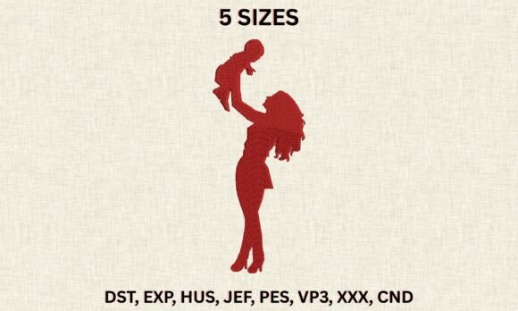 Mom Lifting Baby Embroidery File