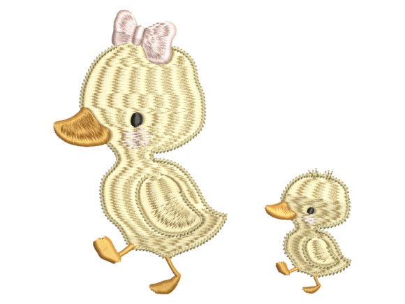 Mother Duck Duckling Embroidery