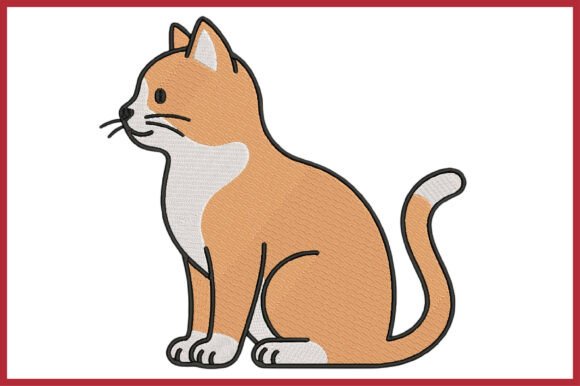 Orange Cat Machine Embroidery Design