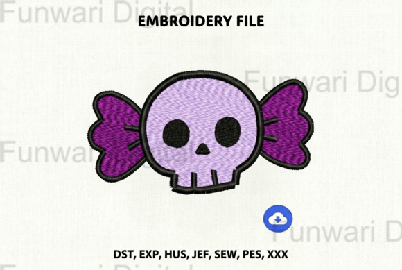 Pastel Goth Skull Candy Embroidery