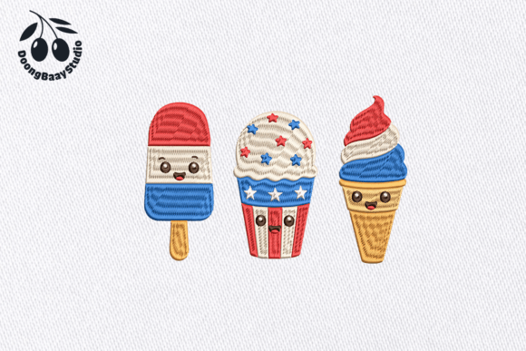 Patriotic Ice Cream Embroidery Design