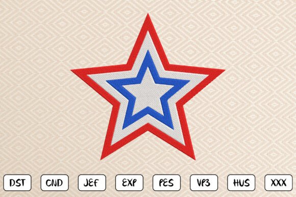 Patriotic Star Embroidery Design