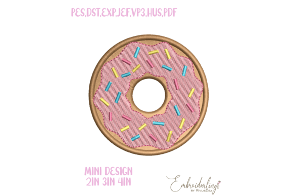 Pink Mini Donut Embroidery Design