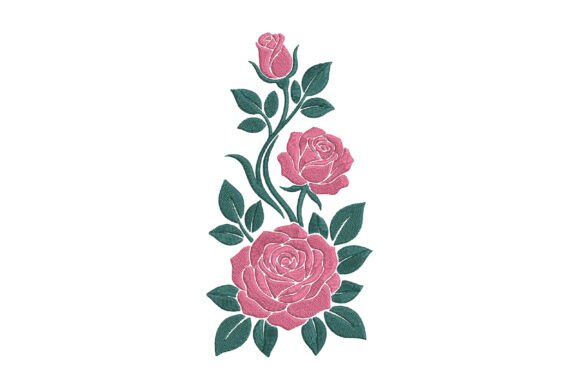 Pink Rose Bouquet Embroidery Design