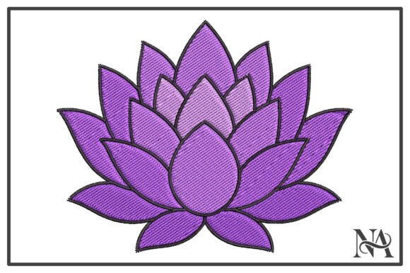 Purple Lotus Flower Embroidery Design