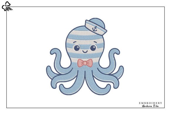 Sailor Octopus Embroidery Design