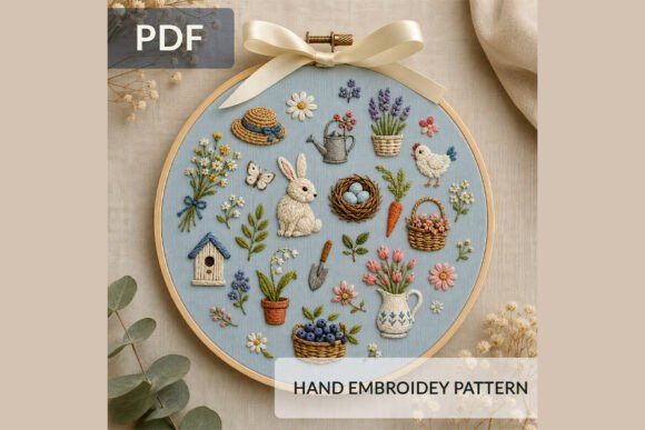 Spring Garden Embroidery Pattern PDF