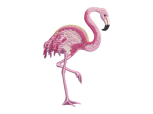 Standing Pink Flamingo Embroidery