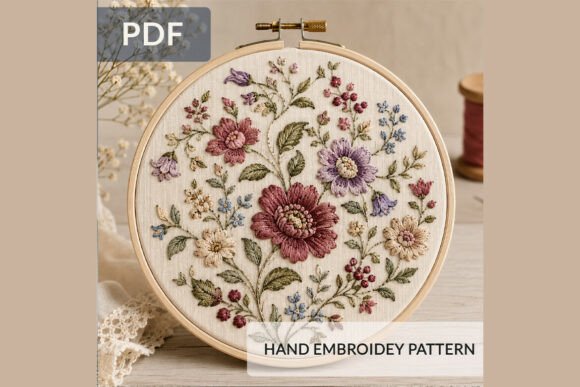 Vintage Floral Hand Embroidery Pattern