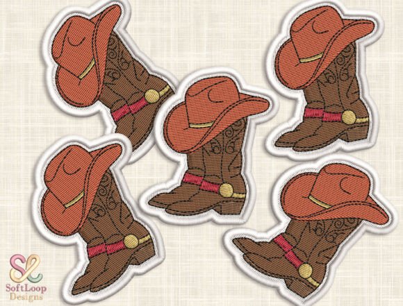 WESTERN BOOT HAT Patch Embroidery File