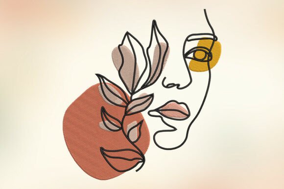 Woman’s Floral Face Embroidery Design